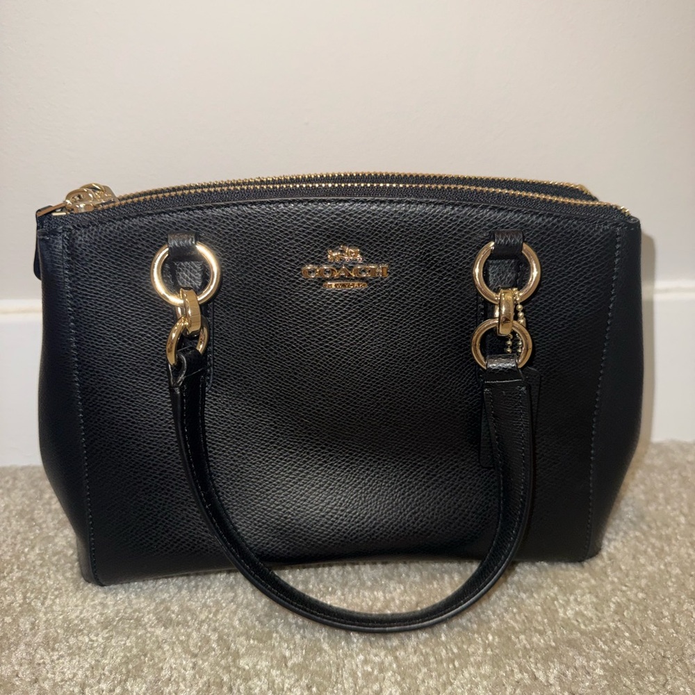 Coach Black Satchel with Gold Accents